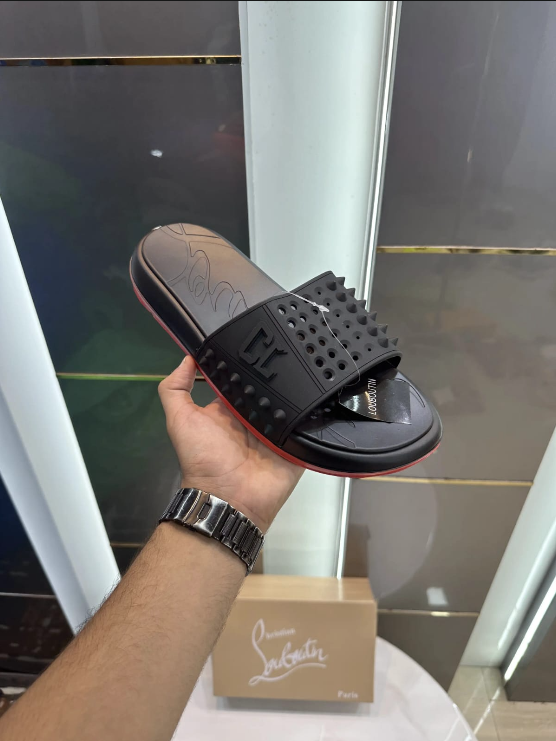 Christian Louboutin Take It Easy Black Red Premium Slide