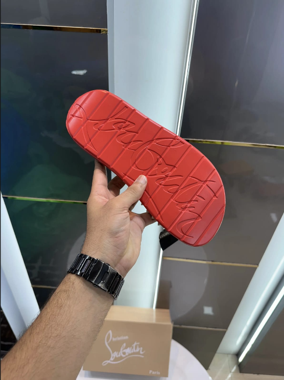 Christian Louboutin Take It Easy Black Red Premium Slide